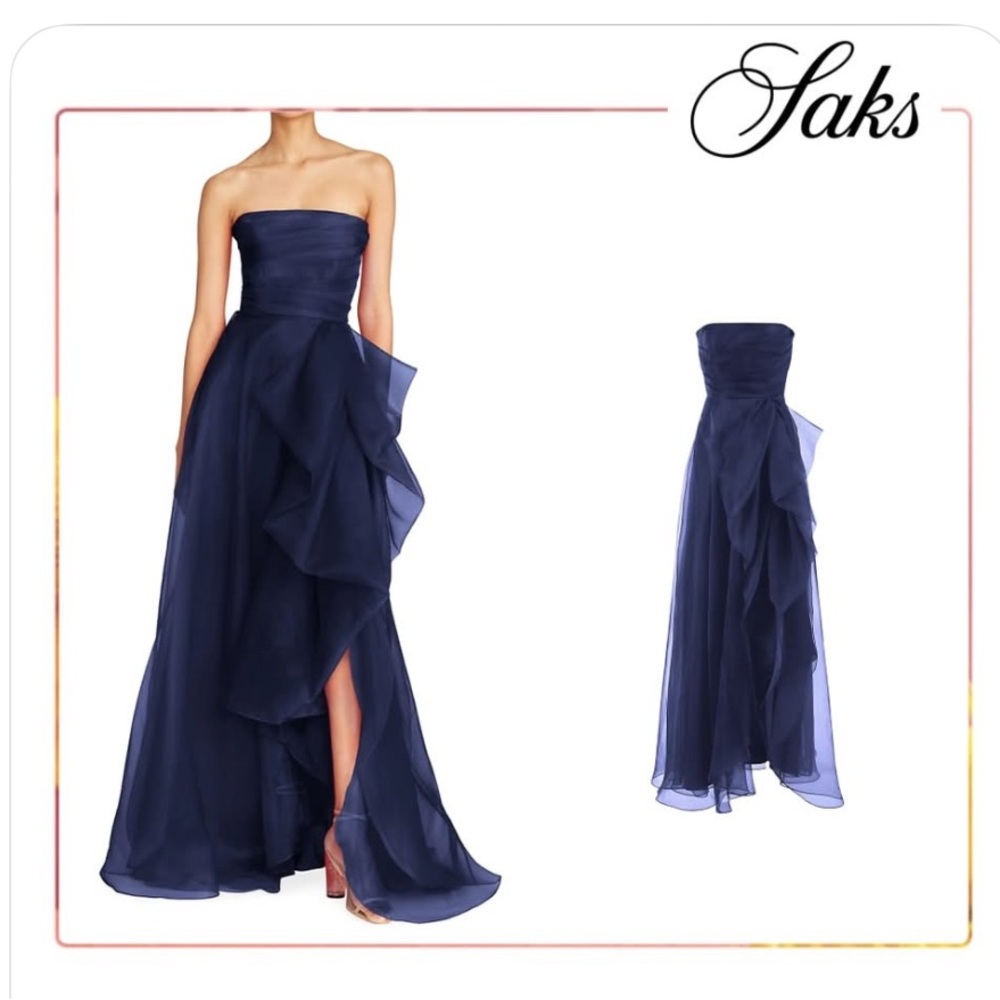 Theia Teresa Draped Strapless Gown Size 6. Built in bra, no alterations.